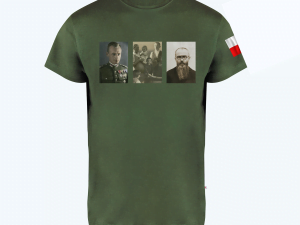 Koszulka męska PILECKI-ULMOWIE-KOLBE, zielona. Koszulka męska PILECKI-ULMOWIE-KOLBE, zielona.