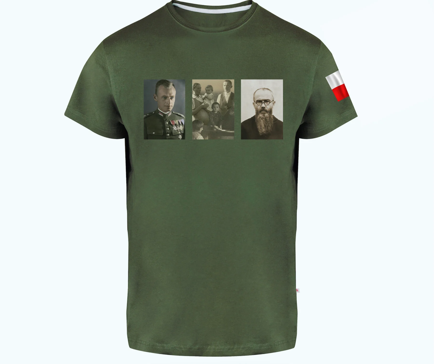 Koszulka męska PILECKI-ULMOWIE-KOLBE, zielona.