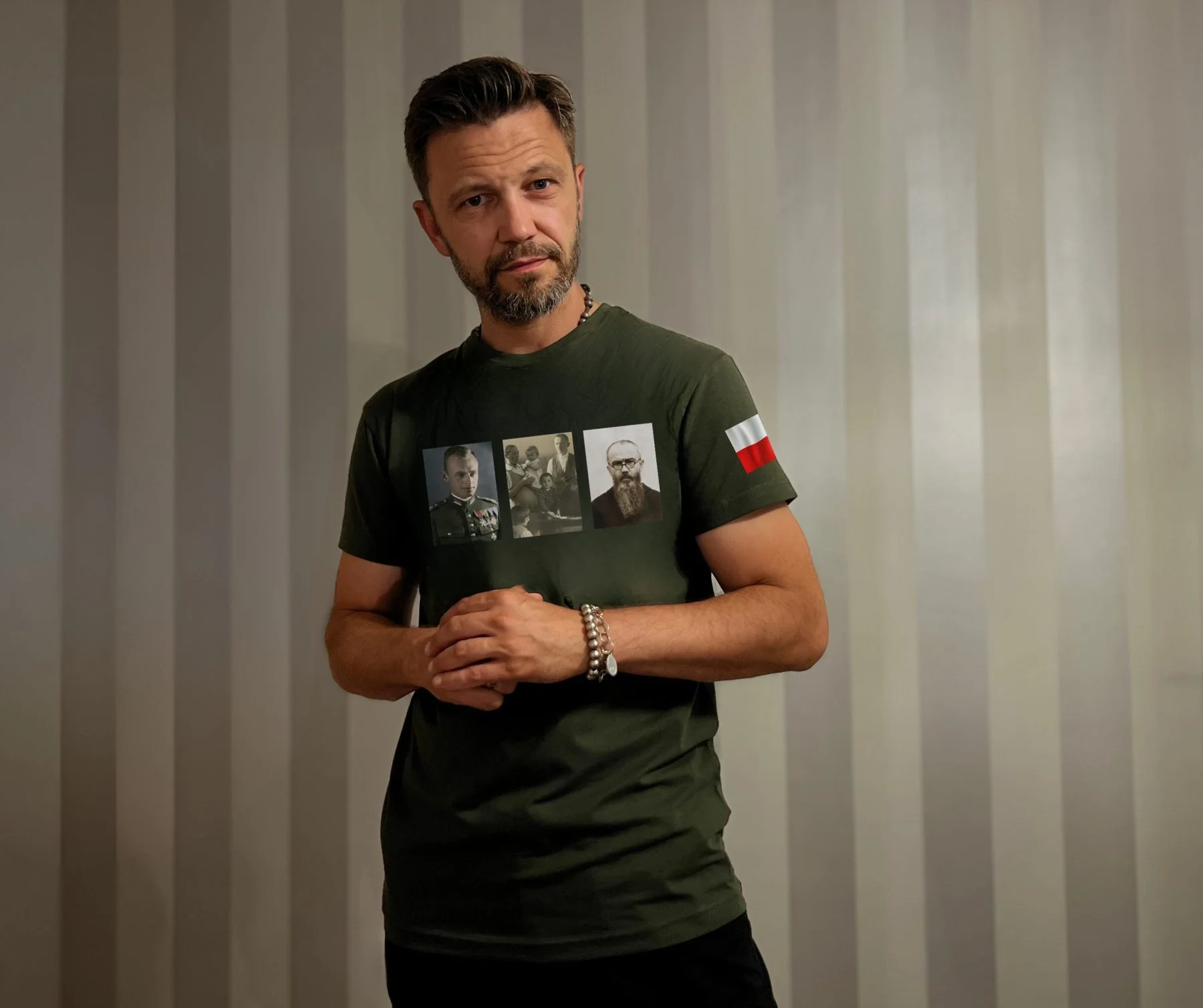 Koszulka męska PILECKI-ULMOWIE-KOLBE, zielona.