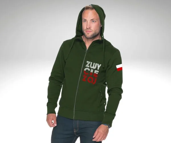 Bluza męska z kapturem rozpinana  ZWYCIĘŻAJ