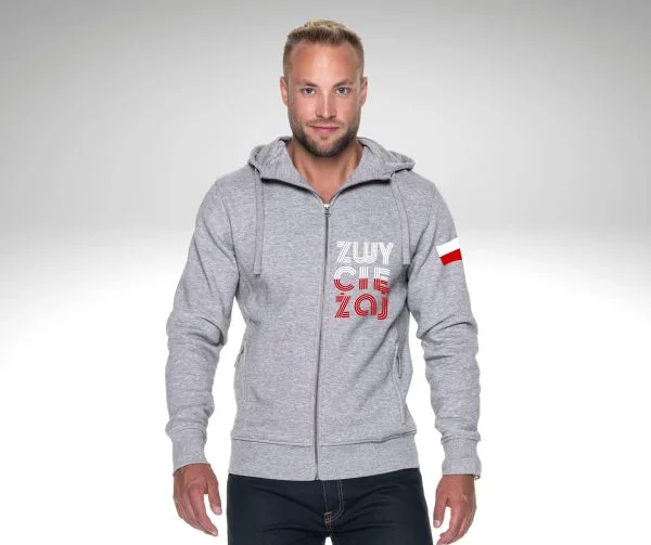 Bluza męska z kapturem rozpinana  ZWYCIĘŻAJ